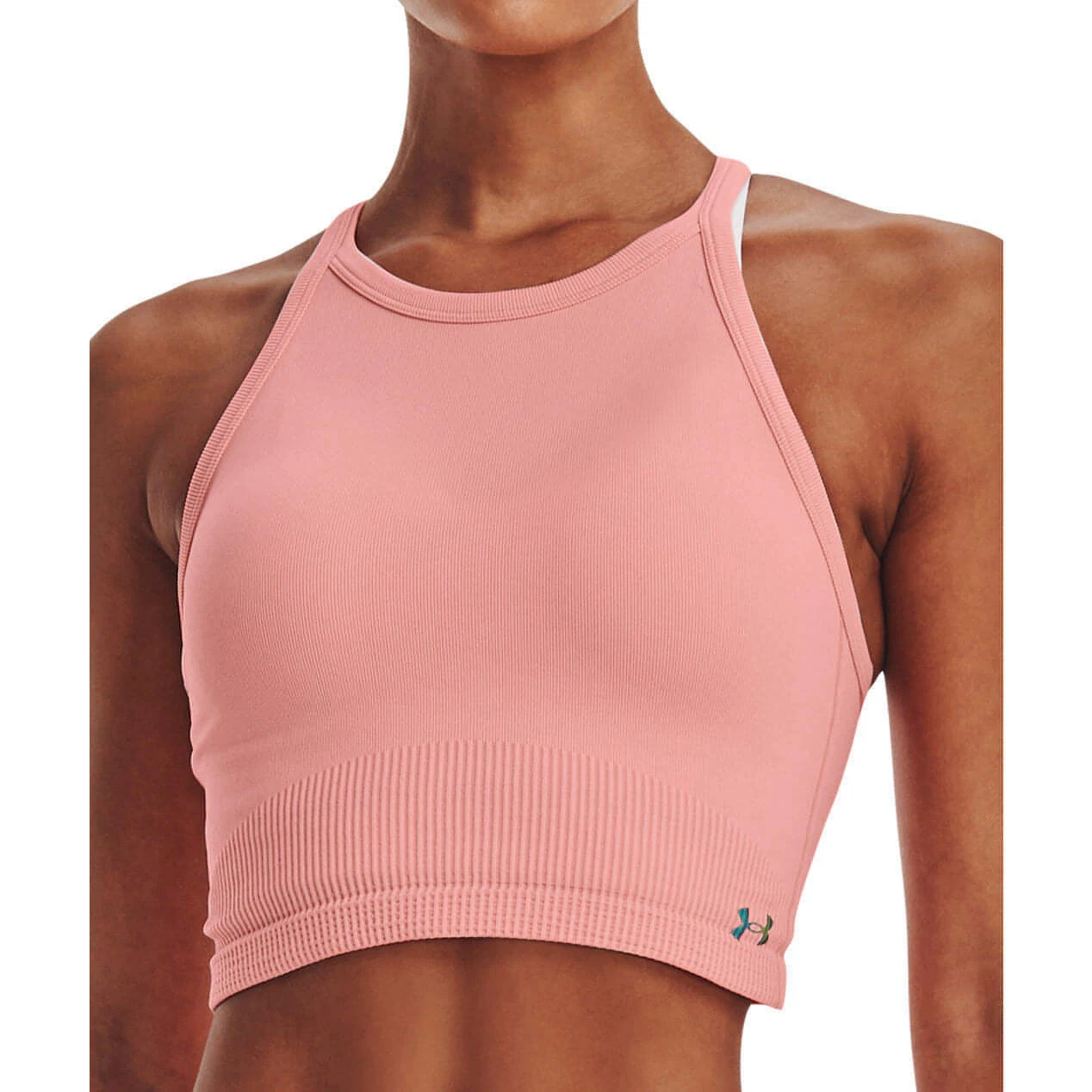 Under Armour Rush Seamless Womens Training Crop Top Pink Workout Tank Top Ladies