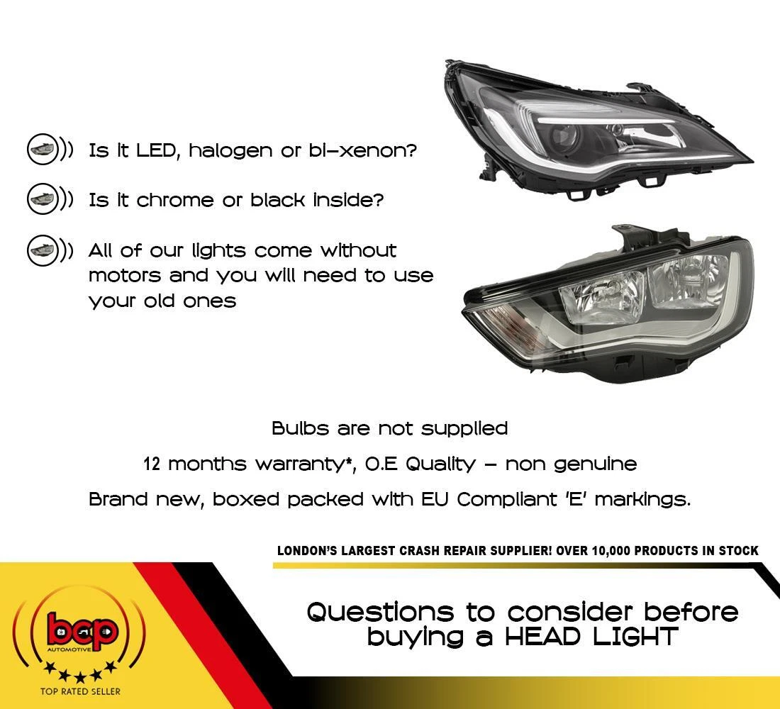 VAUXHALL ASTRA K HEADLAMP RIGHT DRIVERS SIDE 2015 – 2019 39081895 