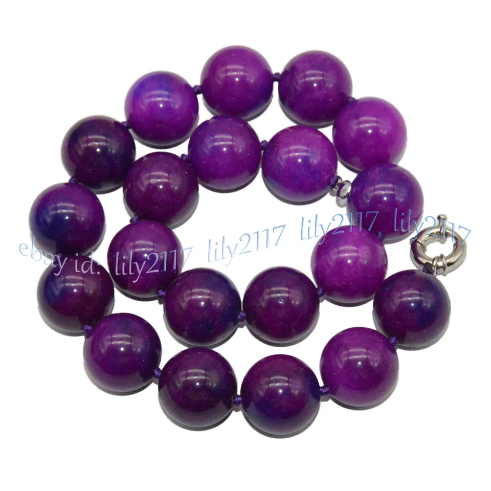 Enorme collar de cuentas redondas de piedras preciosas de azugilita púrpura natural de 20 mm 16-30"" Foto 2 de 4