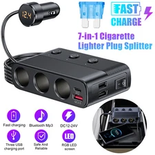 Car Cigarette Lighter Socket Splitter Power Adapter 3 USB + PD USB-C Charger 12V
