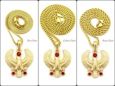 Egyptian Red Horus Bird Pendant Various 24" Chain Hip Hop Necklace XSP493 