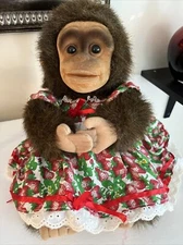 Hosung Monkey Squeaks Stuffed Hand Puppet Girl Plush Strawberry Dress Realistic