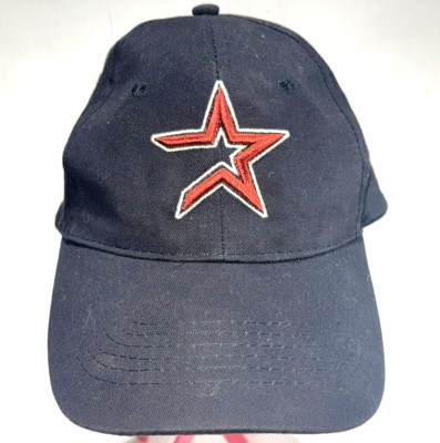 VINTAGE Houston Astros Hat Cap Hook + Loop Black Red Star Logo Baseball Men's