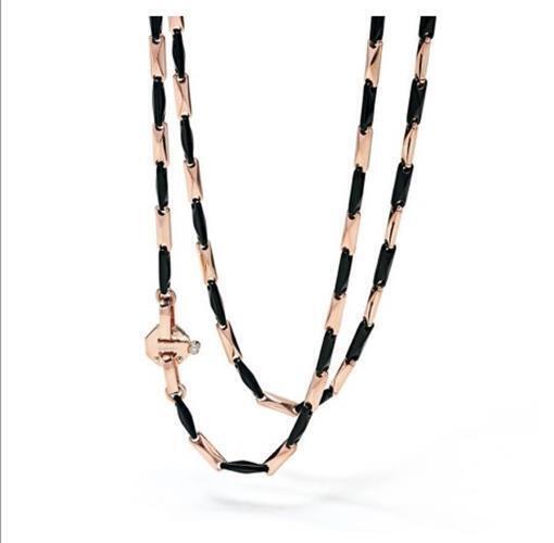 BARAKA Mens GC221101ROCN600002 Розовое золото черная керамическая цепочка с бриллиантами ожерелье 983490₽