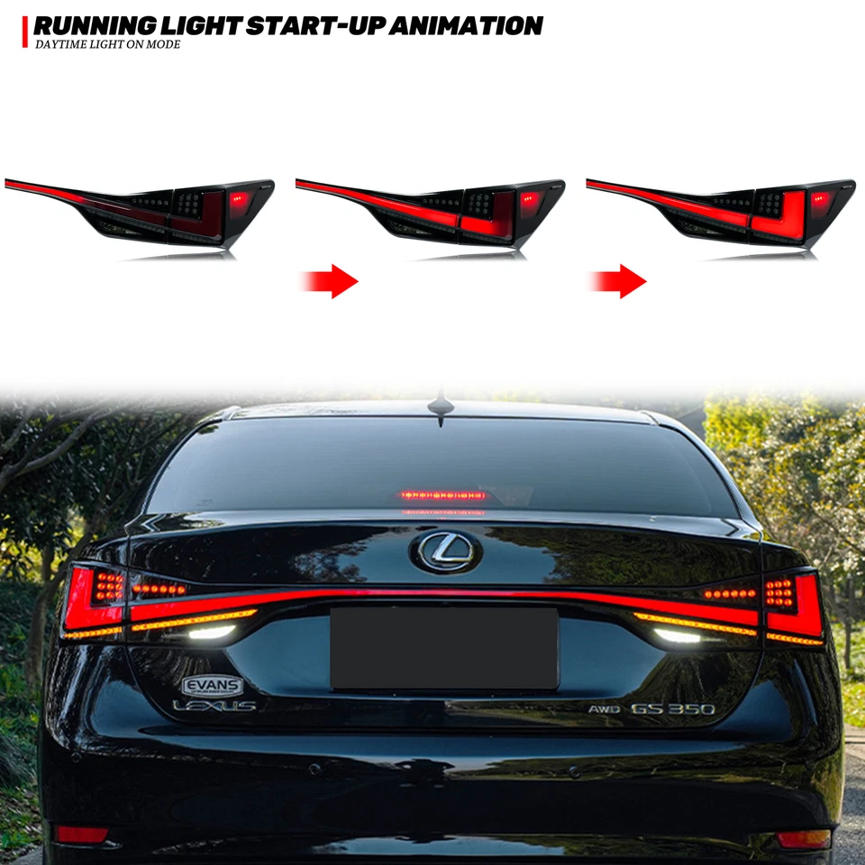 Luces traseras LED para Lexus GS350 GS200t GSF 2012-2020 luces traseras secuenciales negras Foto 2 de 4