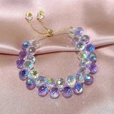 Purple Swarovski Beaded Bracelet