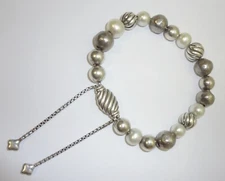 DAVID YURMAN Adjustable Slide Closure Pearl & Sterling Silver Bracelet