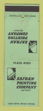 Matchbook Cover - Safran Printing Company Detroit MI