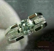 Real 925 Sterling Silver 2.50 CT Round Cut Moissanite Men's Engagement Band Ring