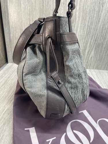Kooba Gray Slouchy Leather Hobo Shoulder Bag Large Purse Zippers pretty VGC Prin - Picture 7 of 21