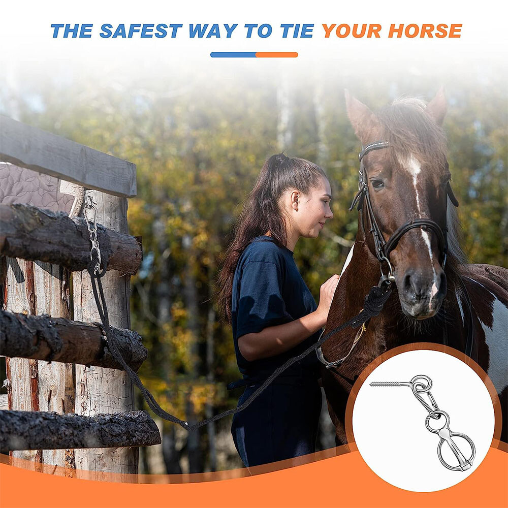 1 × Horse Tie Ring with Eye Bolts and Snaps Saddle for Horses to