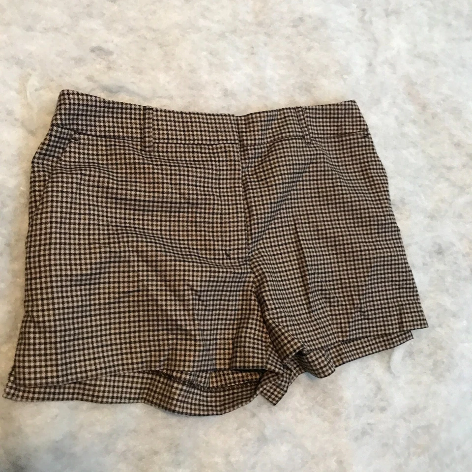 Pantalones Cortos Chinos H&M Marrón Claro Pata de Gallo Tiro Medio Academia Preppy Talla 8 Foto 4 de 4