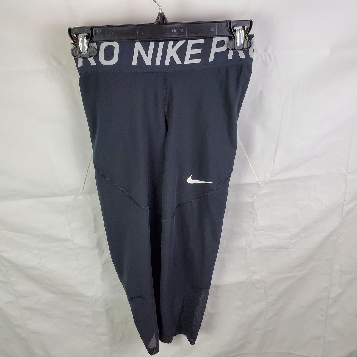 Nike Pro Leggings Women's S Black Dri Fit 3/4 Capri Mesh Active