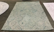 IVORY / SEA BLUE 5' X 8' Back Stain Rug, Reduced Price 1172659044 IKT631A-5