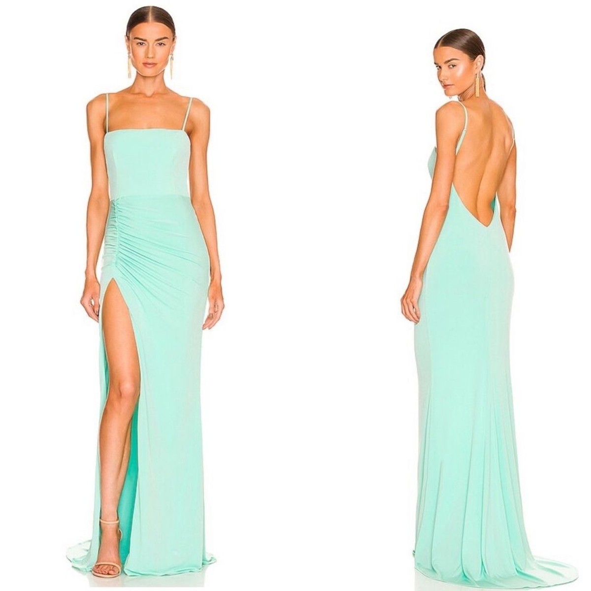 Katie May Dresses | Nwt Katie May Great Kate Supercharged Mint Green Ruched Gown Large Reg | Color: Green | Size: L | Elaineingeorgia's Closet