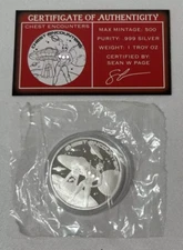 STL Mint 1 Oz .999 Silver Chest Encounters Art Round 500 Minted W/ COA