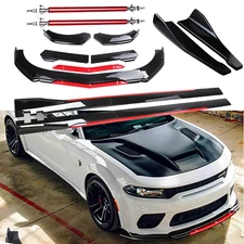 Front Bumper Lip Splitter Spoiler Side Skirt Bod Kit For Dodge Charger Challe