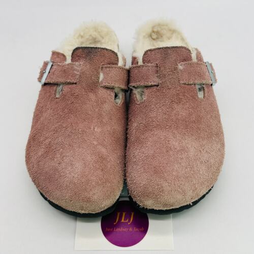 Birkenstock Women's Boston Shearling Pink Suede Comfort Clogs Size 38 EU/ 7 US - Picture 3 of 14