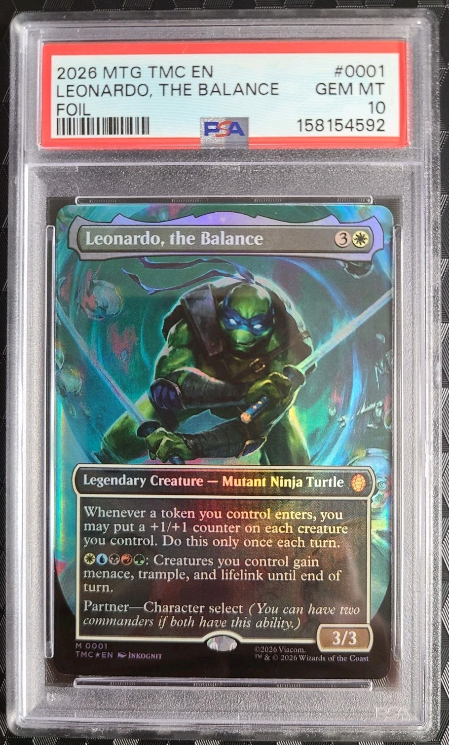 MTG FOIL Leonardo the Balance PSA 10 GEM MINT 2026 Ninja Turtles Card #0001