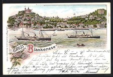 Lithographie Hamburg-Blankenese, Seitenraddampfer auf der Alster 1897 