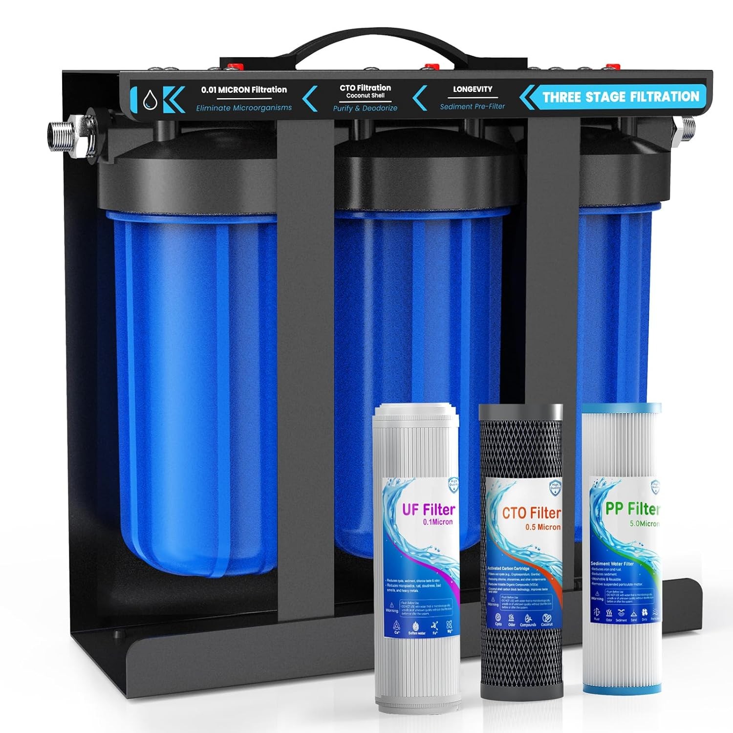 RV Water Filter System, 0.01 Micron RV Water Filtration System, 5-Stage PP+CTO+U