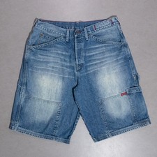 Vintage Guess Jeans Shorts Blue Denim Baggy Jorts 36 12" Carpenter Skater Y2K