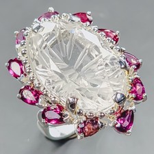 Gemstone ring 28 ct Natural Quartz Ring 925 Sterling Silver Size 7.5 /R439106