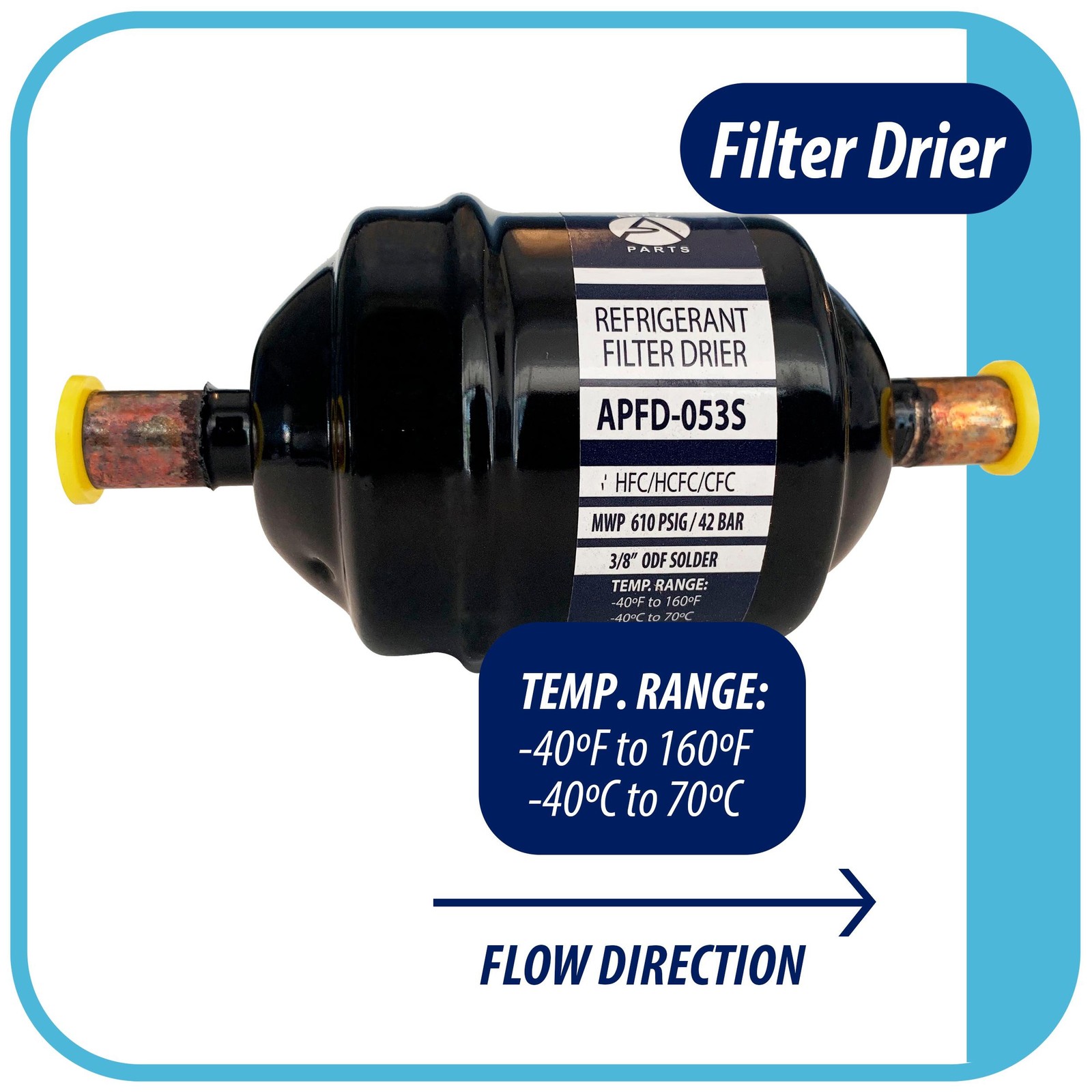 Appli Parts APFD-053S 3/8 in Liquid Line Refrigerant AC Filter Drier hvac Refrig