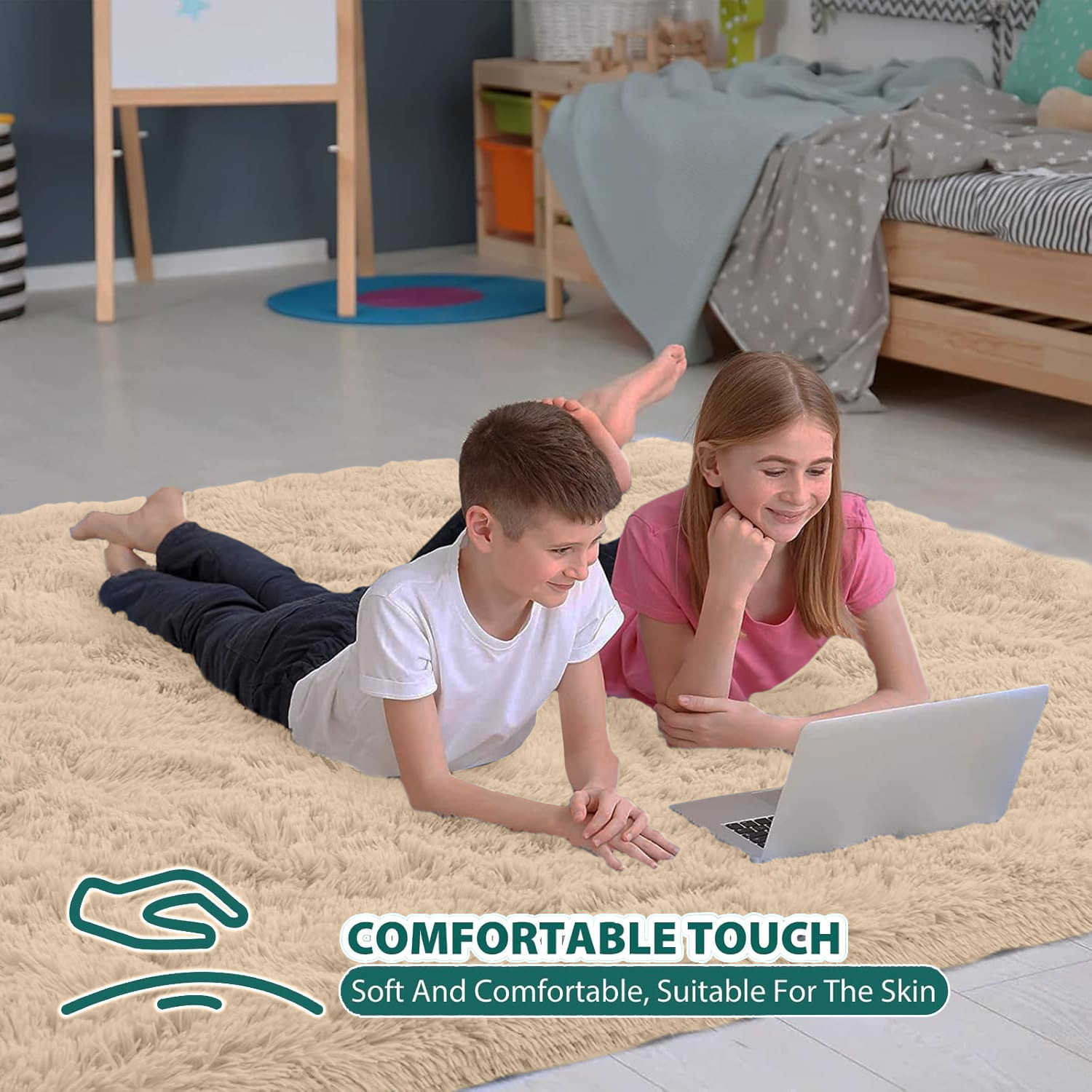 Non Slip Shaggy Rugs Ultra Soft Fluffy Area Carpets Mat for Living Room Bedroom