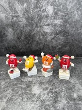 4x M&Ms Candy Topper Figures Bundle Christmas Red Yellow Orange Used