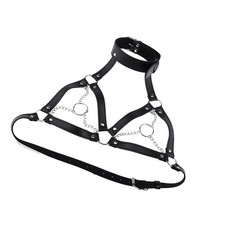 Womens Black Leather Cage Bra Body Harness Straps Cosplay Lingerie