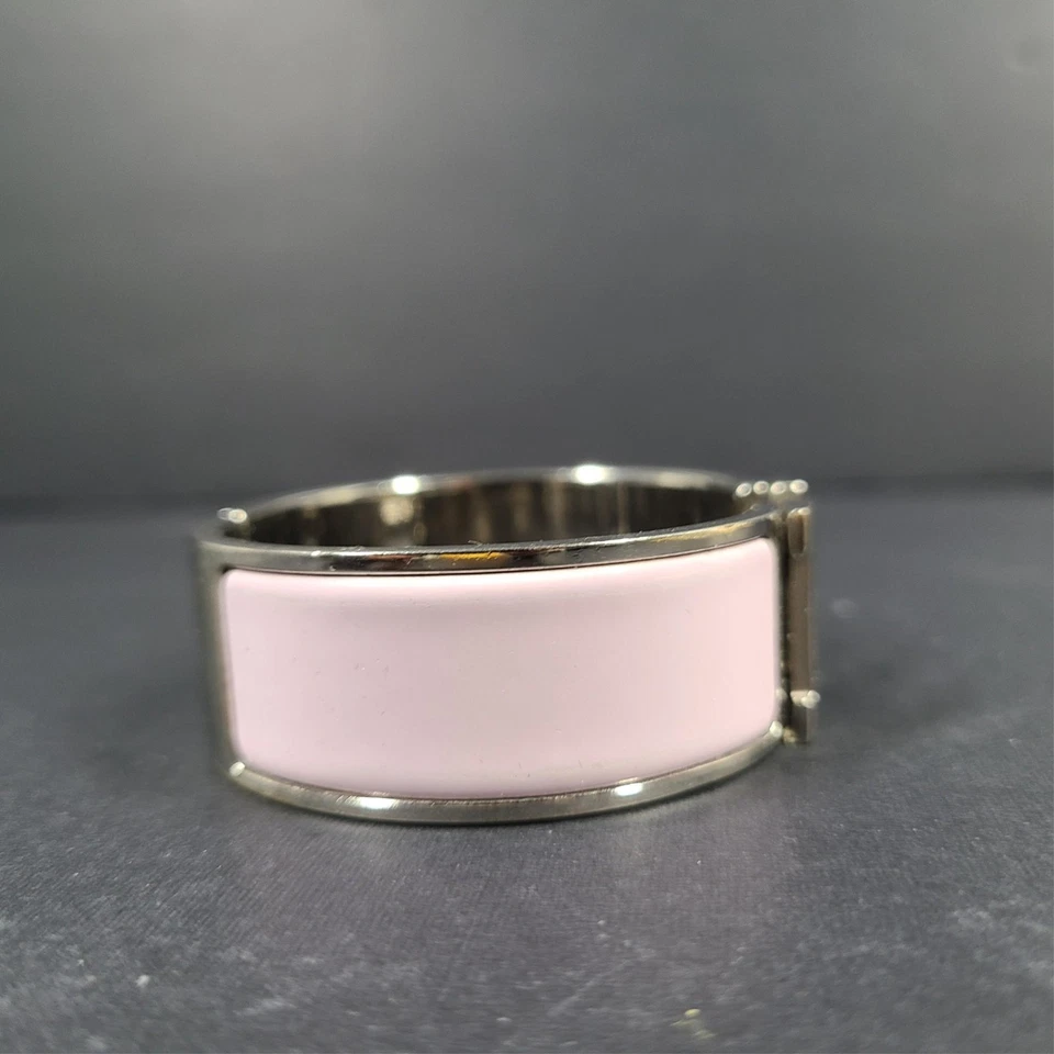 Pulsera Hermes Clic Clac H Plata Esmalte Rosa Claro Ancho PM 100% Auténtica Foto 3 de 4