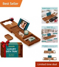 Luxury Waterproof Bamboo Bath Tray Caddy - Perfect Gift for Women Moms