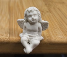 Lot 6 Vintage Miniature White Alabaster Resin Cherub Angel Shelf Sitter Figure