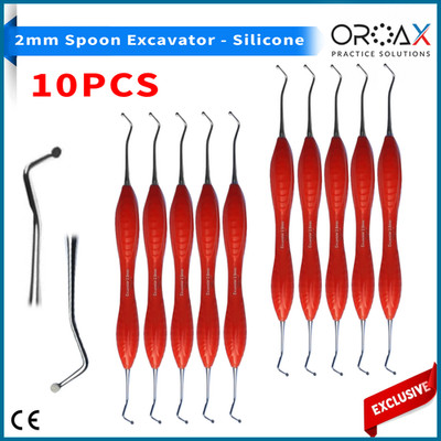 OROAX 10Pcs Dental Spoon Excavator Set Silicone Handle Double-Ended Cavity Tool