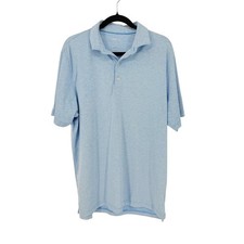 Johnnie-O Mens Blue Striped Performance Polo Shirt UPF 50 Golf L Preppy Resort