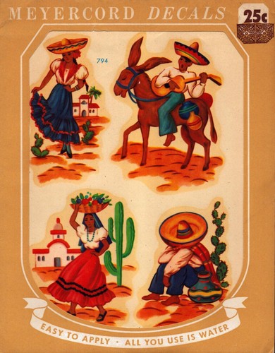 Meyercord Decals Vintage Mexican Theme Water Slide Decal Sheet 794