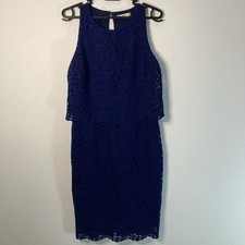 Oasis Royal Blue Sleeveless Lace Midi Dress Size 12 Elegant Occasionwear