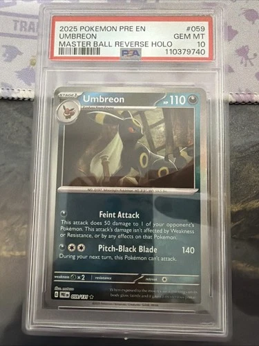Pokemon Umbreon 2025 Prismatic Evolutions Master Ball Reverse Holo #059 PSA 10