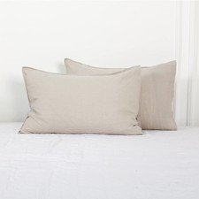 100 Linen Pillowcases 1 Pair Basic Style Envelope Overlap Closure French Natura