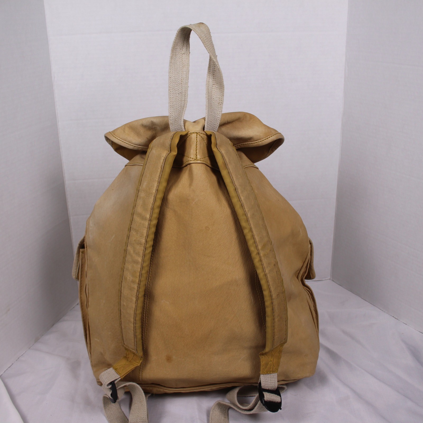 Camel Genuine Leather Drawstring Backpack Tan Kha… - image 3