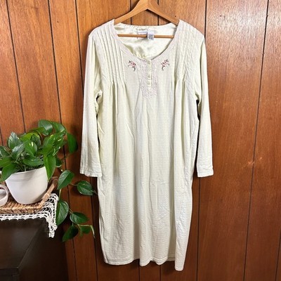 Vintage Bobbie Brooks Womens Long Sleeve Nightgown Yellow Floral Cottagecore
