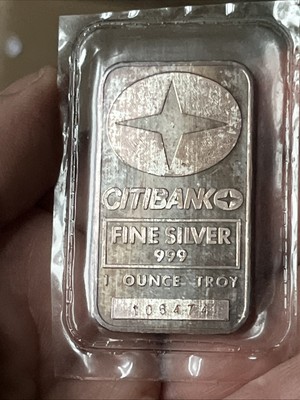 Citibank Silver Bar Johnson Matthey Sealed Rare 1 Troy OZ 999 Fine