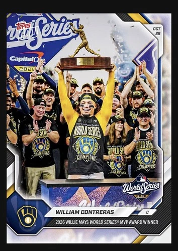 2026 Topps Now MLB #832 William Contreras MVP Milwaukee Brewers - PRESALE🔥 - product listing photo