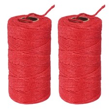 2-Pack Natural Jute Twine String, 2mm x 328ft/100m Garden Twine Red 