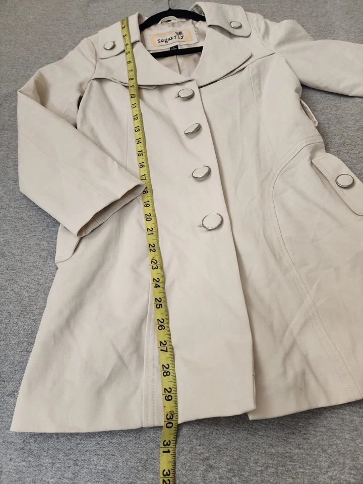 Sugarfly Trench Coat Girls Dress Coat Sz L - Image 4 of 4