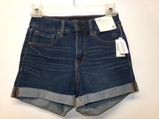 NWT Aero Aeropostale High Rise Midi 3" Flex Effects Stretch Cuffed Jean Shorts 0