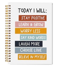 Inspirational Spiral Notebook 5.5x8.3, Motivational Journal for Women, Today ...