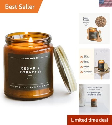 Cedar Tobacco Scented Candle Long Lasting Soy Wax Jar Candle 7.2oz