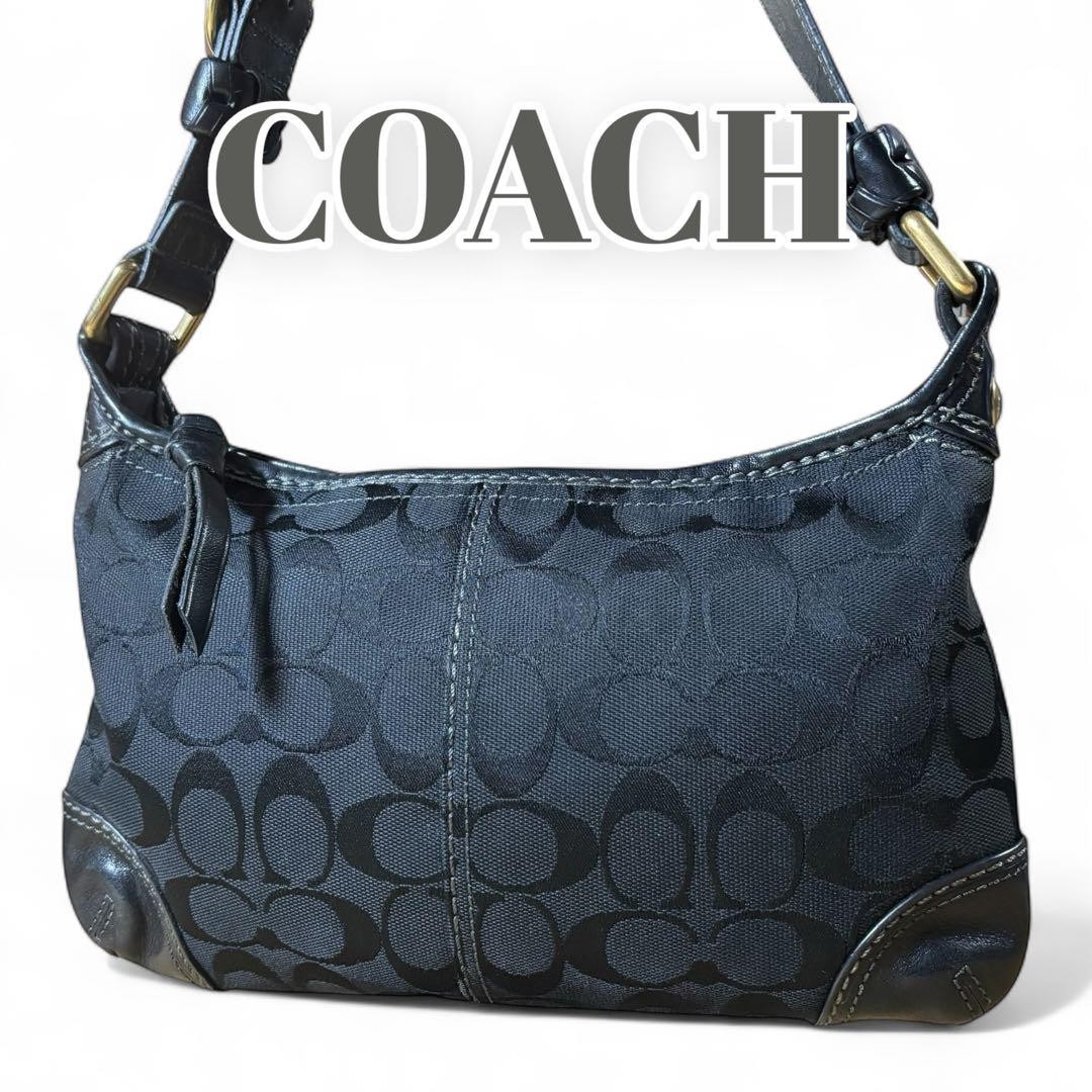 Coach Black Signature Canvas Shoulder Bag Style G07101402